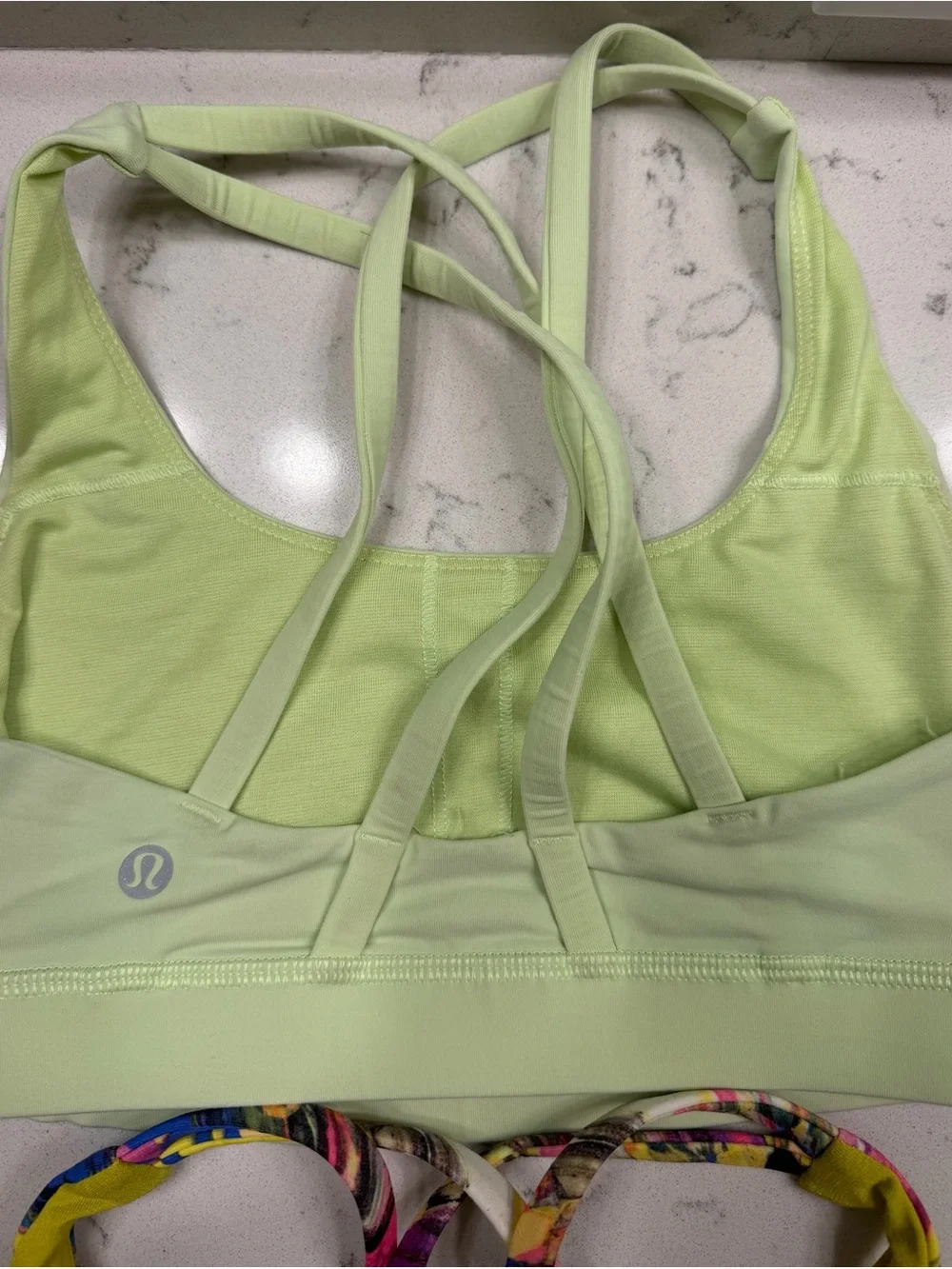Lululemon Energy Bra Lot Size 4 Lime Green & Abstract Print Set of 2